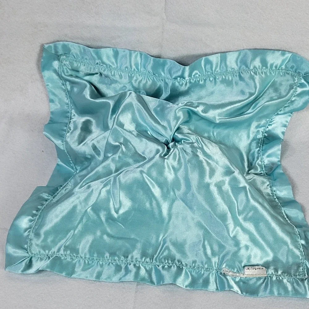 Carters Pink & Blue Teal Floral Stuffed Mouse‎ Lovey Plush Satin Edges Blanky
